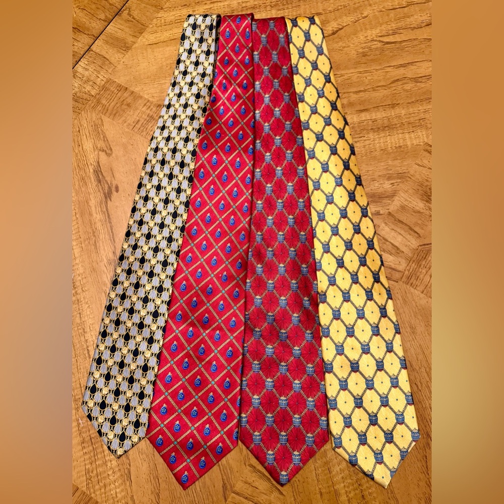 Bundle of Four Fabergé Silk Ties – Luxury Geometric / Egg Motif